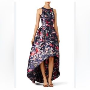 ML Monique Lhuillier Blue Floral Jadore Gown Size 8